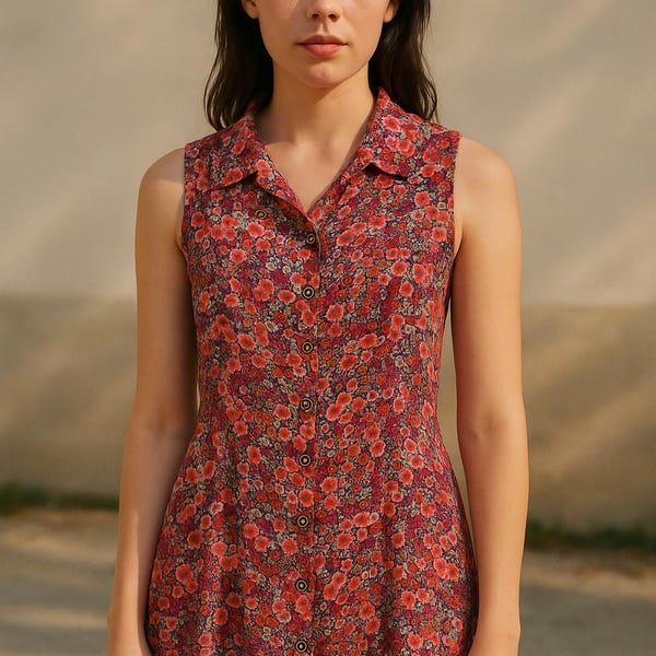 Vintage Label Floral Short Dress