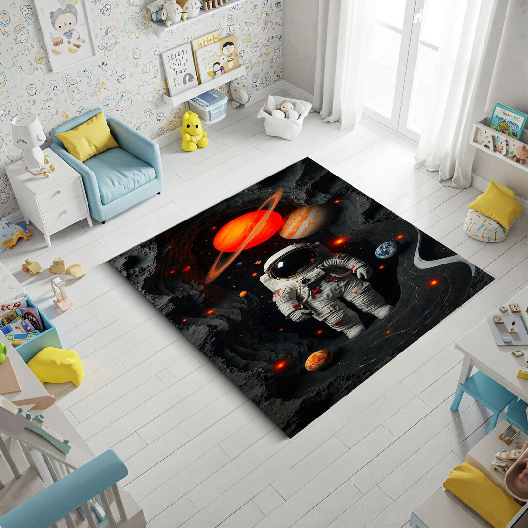 Astronaut Dream Universe Rug-kids Outer Space Rug, Astronaut Rug, Space ...