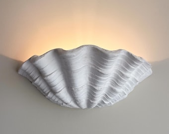 Sculptural Shell Wall Sconce: Handcasted Plaster Applique - England