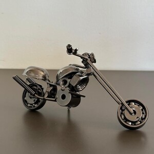 Handmade Metal Motorcycle Sculpture | Recycled Nuts & Bolts Art | Industrial Biker Decor | Steampunk Motorbike Model | Garage Decor
