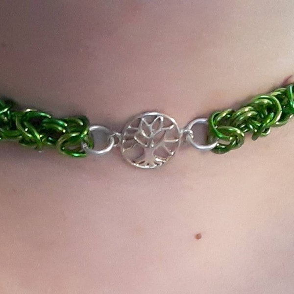 Celtic Irish Tree of Life Green Choker Necklace
