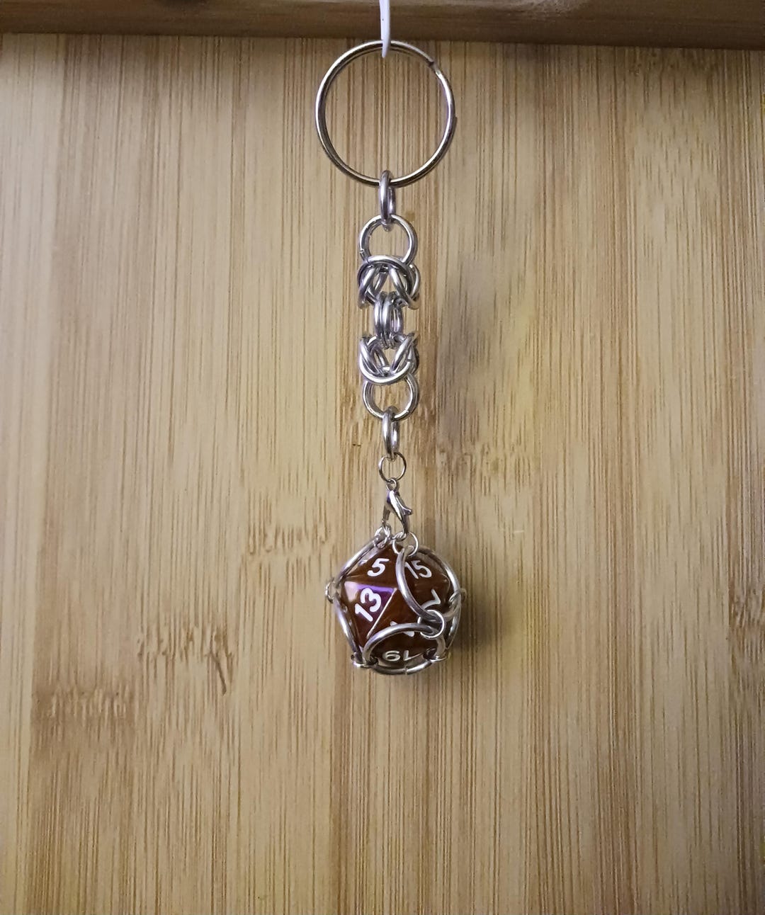 Playable Keychain Handcrafted Caged D20 Playable Keychain | Chainmail Dice Holder | Gamer ...