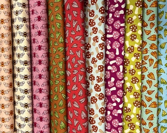 Berry Season by Elizabeth Hartman for Robert Kaufman Spring Leaves Mushrooms Fabric Bundle