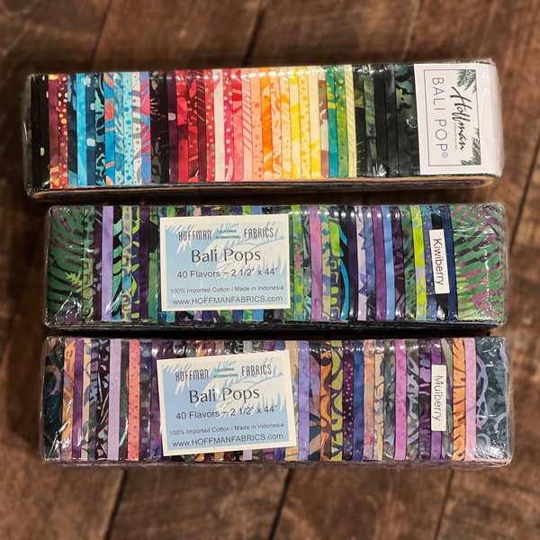 Bali Pops Fabric Batik Strips 40 Precut Handpainted 2.5 inch Jelly Roll Quilting Cotton Hoffman