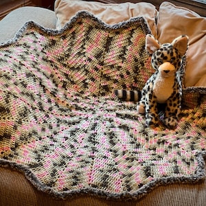 Handgemachte häkeln Baby Kleinkind 12-Punkte-Stern Decke Afghan Pink Camouflage Camo
