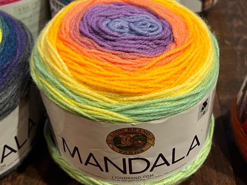 Lion Brand Mandala Yarn Cakes 590yd Gnome Mermaid Sprite Sirens You Pick Sprite