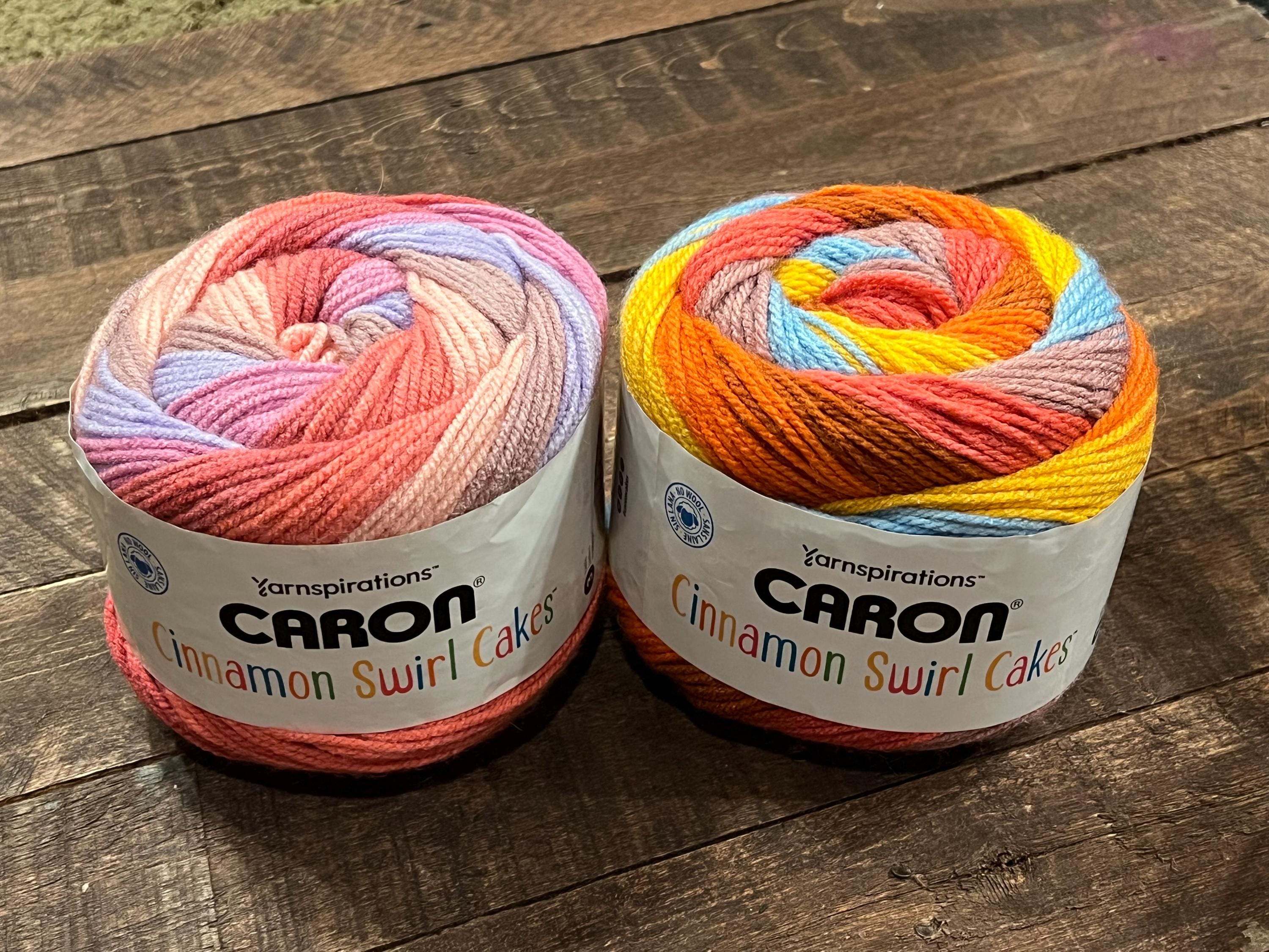 Caron Cinnamon Swirl Cakes Yarn in Hibiscus or Beach Towel Acrylic Crochet Knit