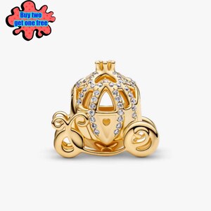 Cinderella Sparkling Carriage Charm: Sterling Silver Princess Pendant