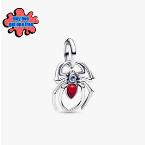 Sterling Silver Spider-Man Dangle Charm, Superhero Jewelry, Fits Pandora Bracelet