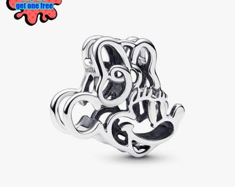 Disney Minnie Mouse Openwork Charm, Sterling Silver Cartoon Bead, Classic Disney Character Jewelry, fits Pandora Bracelet Charm