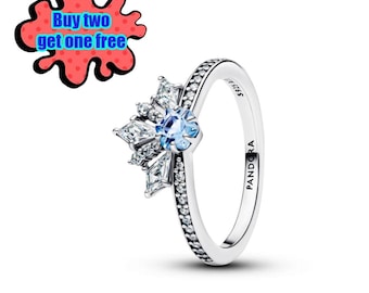 Anillo tiara Elsa de la Reina Frozen de Disney, anillo de corona de princesa compatible con Pandora