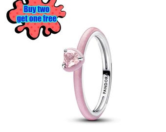 Sterling Silver Pink Heart Stone Ring