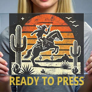 Western Cowgirl Ready To Press, Rodeo Girl DTF Transfers, Western Heat Press, Cowboy For Press, Cowgirl Full Color, Country Western