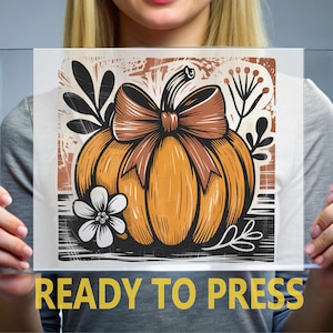 Rustic Pumpkin Ready To Press, Boho Fall Ready For Press, Bow And Flowers Heat Press, Cute Autumn Harvest DTF Transfer, Thanksgiving shirt