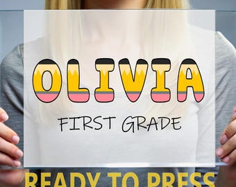 Custom Name Pencil Font DTF Transfer, Personalized Back to School Design Ready to Press