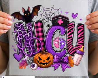 Halloween Nurse DTF Transfer, Spooky Medical Design, Halloween PNG, Ready to Press
