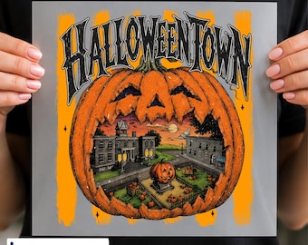 Striped Pumpkin Halloween Town DTF Ready to Press, Halloween Jack O Lantern Shirt Transfer