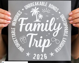 Family Trip 2026 DTF Transfer, Tropical Vacation Matching Family Design, Travel PNG, Ready to Press