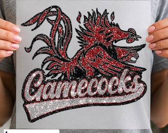 Glitter Effect Gamecocks Football DTF Transfer, South Carolina Game Day, Ready to Press