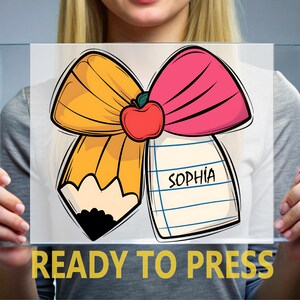 Personalized Teacher Ready To Press, Custom Teacher DTF Transfer, Teacher Name Heat Press, Coquette Teacher Ready For Press, Back To School