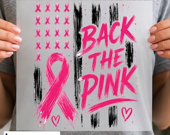 Back the Pink DTF Transfer, Breast Cancer Awareness, Pink Ribbon Halloween Design, Ready to Press