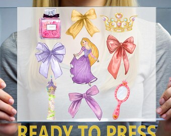 Princess Rapunzel DTF Transfers, Disney Family Ready To Press, DTF Print, Heat Press DTF, Cold Peel Dtf, Disneyland Full Color, High Quality