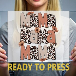 Leopard Print Mama Ready To Press, Leopard Mama Flower Ready For Press, Country Mama Full Color, Mama Flower Gift, Mothers Day DTF Transfer