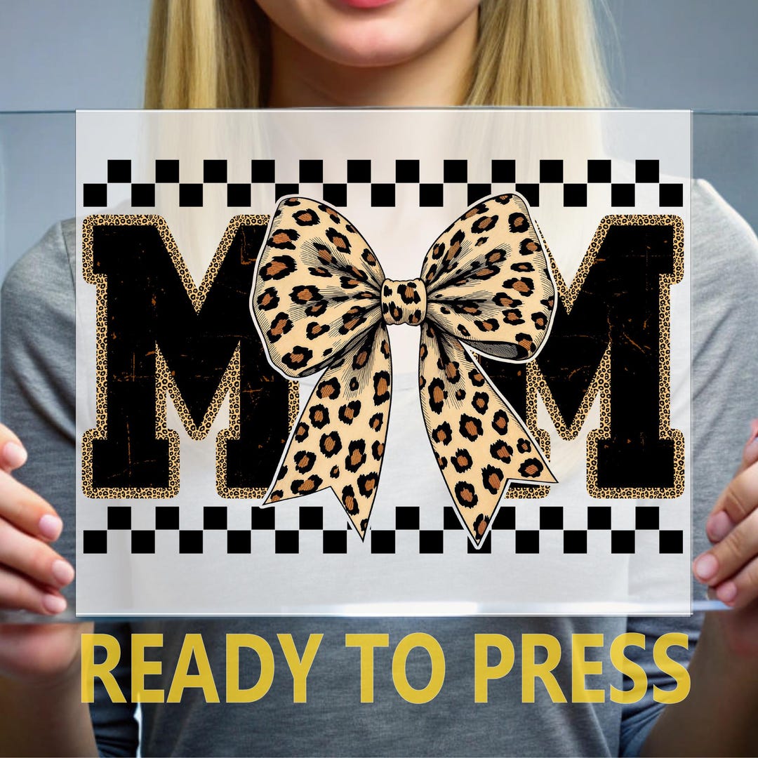 Ribbon Mama Ready to Press, Mom Leopard DTF Transfer, Mama Heat Press ...