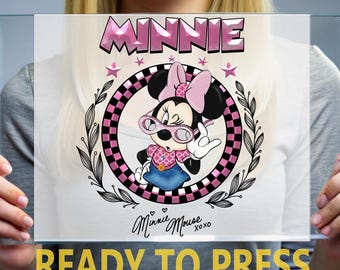Disney Minnie Ready To Press, Minnie Mouse Ready For Press, Disney Heat Press, Disneyland Matching Full Color, Family Vacation DTF Transfer,