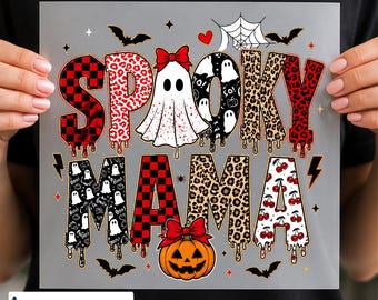 Spooky Mama DTF Transfer, Coquette Halloween PNG, Fall Halloween Graphic, Ready to Press