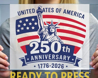 USA 250th Anniversary DTF Transfer, 4th of July Statue of Liberty Ready to Press