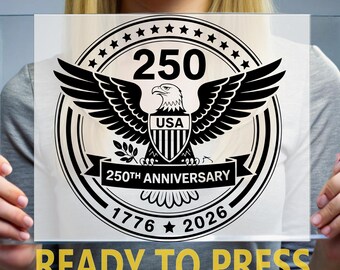 Shield Eagle 250th DTF Transfer, Retro US Crest 1776-2026 Ready to Press