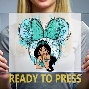 Princess Jasmine Ready To Press, Disney Jasmine Ready For Press, Coquette Bow Heat Press, Princess Characters Full Color, Birthday Girl Trip