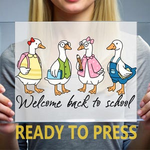 Coquette Silly Goose Ready To Press, Preppy Floral Teacher DTF Transfers, Back to School Heat Press, First Day To School Ready For Press,