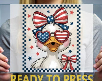 4th of July Goose Ready To Press, Boy Girl Goose Ready For Press, America Flag Heat Press, 4th of July Full Color, USA Freedom DTF Transfer,