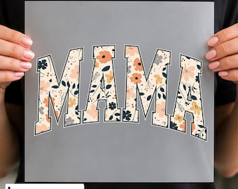 Mama Floral DTF Transfer, Neutral Wildflower Motherhood Design, Ready to Press