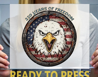 American Eagle 250 Years of Freedom DTF Transfer, Patriotic 4th of July Ready  Press