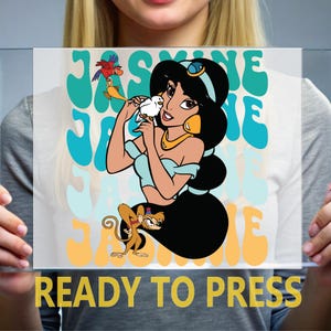 Princess Jasmine Ready To Press, Aladdin and Jasmine Ready For Press,Disney Heat Press, Princess Characters Full Color, Jasmine DTF Transfer