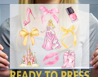 Princess Aurora DTF Transfers, Coquette Bow Ready To Press, Disneyland DTF Print, Heat Press DTF, Cold Peel Dtf, Full Color, High Quality