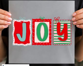 Christmas Joy DTF Transfer, JOY Holiday Lettering Design, Ready to Press