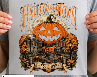 Vintage Halloweentown DTF Transfer, Retro Pumpkin Village, Halloween Town Ready to Press
