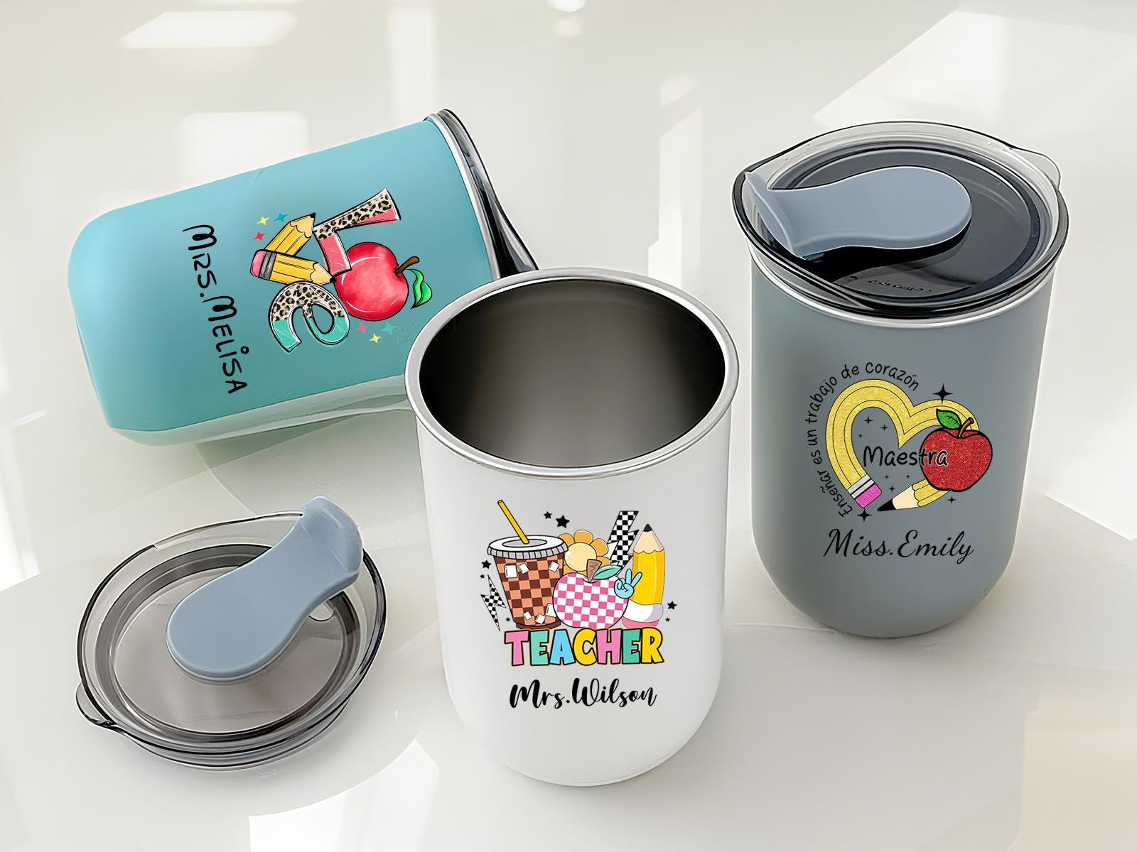 Personalized Teacher Tumbler,Custom Teacher Name Gift,Teacher Appreciation Gift,Iced Coffee Cup,Stainless Steel Tumbler,Back to School Gift.