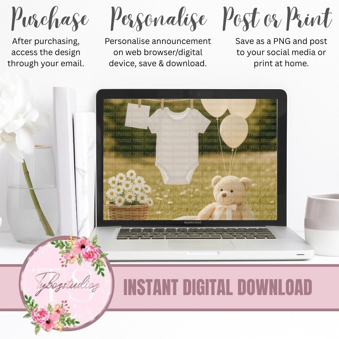 Editable Pregnancy Announcement Template Social Media Reveal (digital