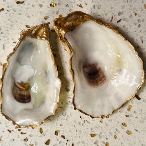 Handmade Oyster Ring Dish, Coastal Decor, Decoupage Oyster Shells, Bridesmaid Gift, Trinket Dish