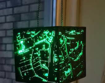 Linternas cúbicas inspiradas en los Borg, basadas en mapas 3D de cualquier ciudad.