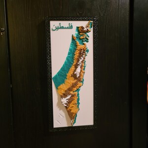 Framed Palestine 3D Map 3D Elevation Map of Palestine