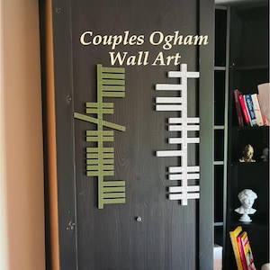 Couples Ogham Wall Art Custom Made Traditional Irish Ogham Art Family Name Ogham Wedding Gift Ogham Wall Hanging Pair