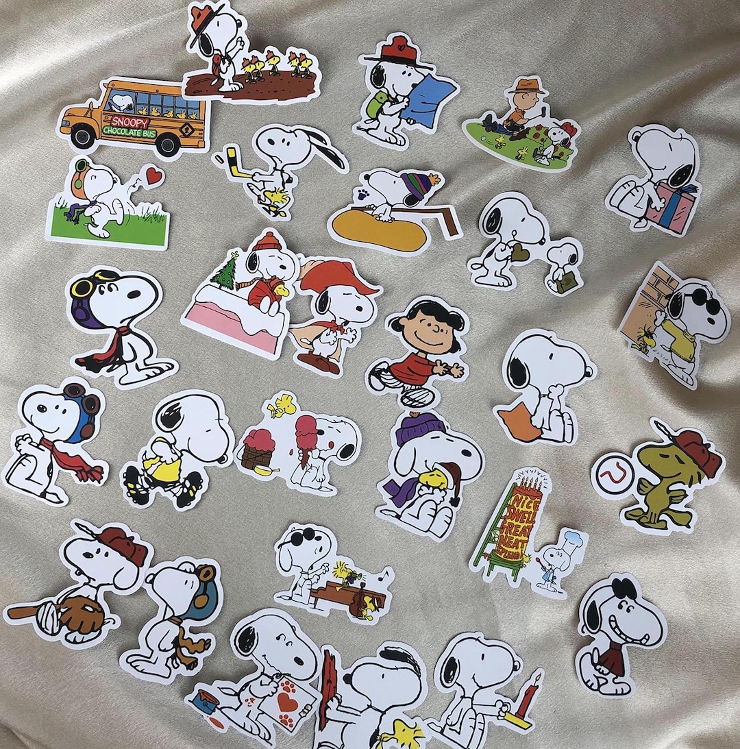 Snoopy Sticker Pack 50pcs Snoopy Stickers - Peanuts Snoopy - Mixed Sticker Pack - Etsy