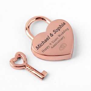 Cadeado de amor em forma de coração com chave, cadeado personalizado para o amor