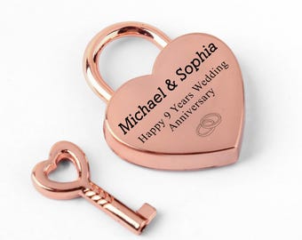 Heart Love Lock with Key, Personalized Lock for Love